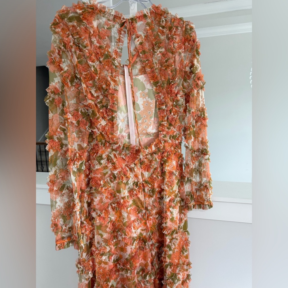 Anthropologie Mac Duggal Floral long sleeve ruffle dress - Picture 9 of 10